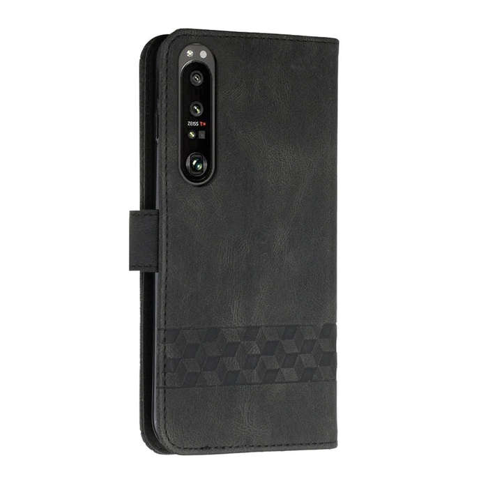 For Sony Xperia 5 III Cubic Skin Feel Flip Leather Phone Case(Black)