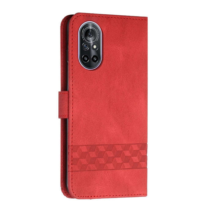 For Huawei nova 8 Cubic Skin Feel Flip Leather Phone Case(Red)