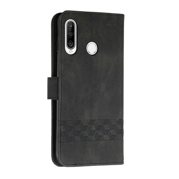 For Huawei P Smart 2019 Cubic Skin Feel Flip Leather Phone Case(Black)
