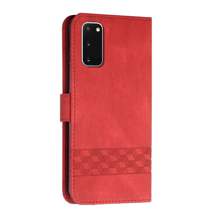 For Huawei P40 Cubic Skin Feel Flip Leather Phone Case(Red)