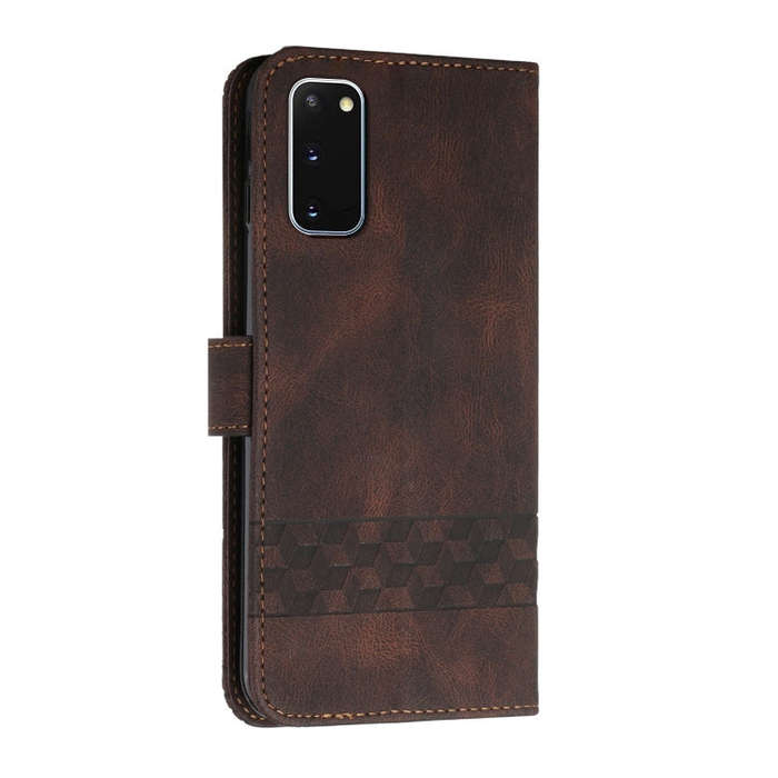 For Huawei P40 Cubic Skin Feel Flip Leather Phone Case(Dark Brown)