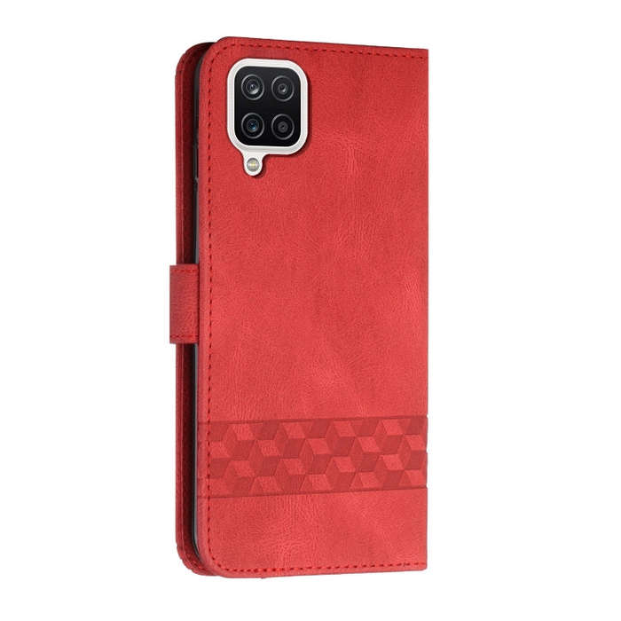 For Huawei P40 Lite Cubic Skin Feel Flip Leather Phone Case(Red)