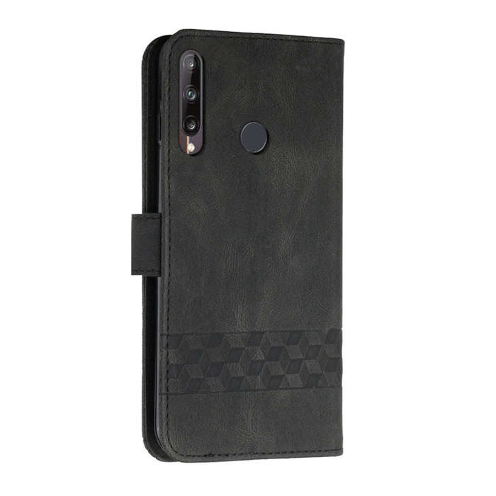 For Huawei P40 Lite E Cubic Skin Feel Flip Leather Phone Case(Black)