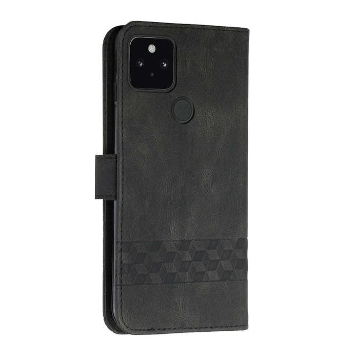 For Google Pixel 5 Cubic Skin Feel Flip Leather Phone Case(Black)