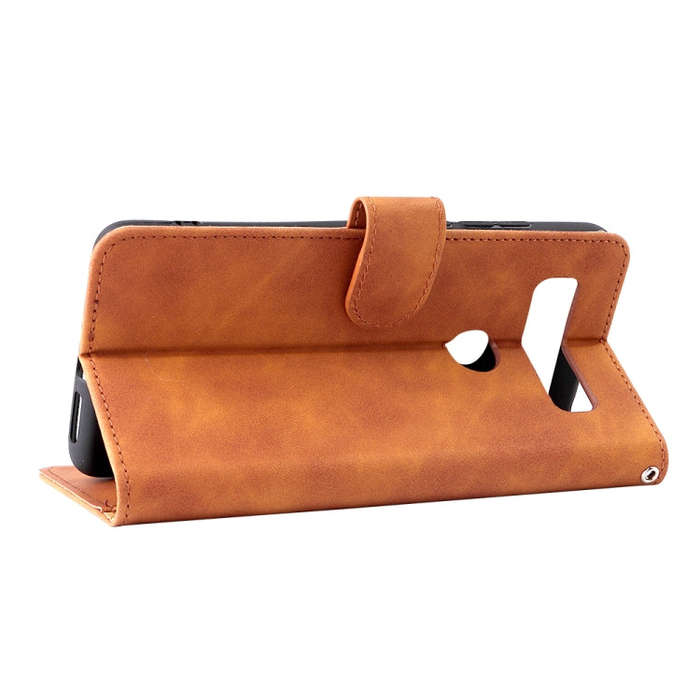 For TCL 10 SE Solid Color Skin Feel Magnetic Buckle Leather Phone Case(Brown)
