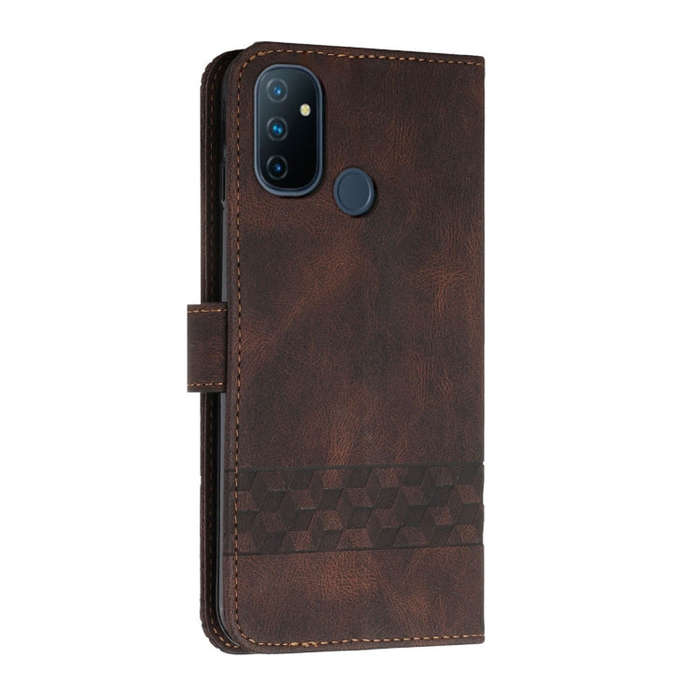 Cubic Skin Feel Flip Leather Phone Case For OnePlus Nord N100 4G(Brown)