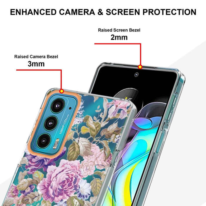 Flowers and Plants Series IMD TPU Phone Case For Motorola Edge 20(Purple Peony)