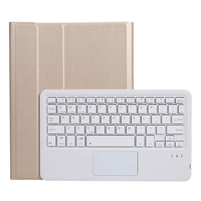 A07B-A Lambskin Texture Square Keycap Bluetooth Keyboard Leather Case with Touch Control For iPad...