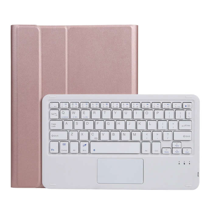 A07B-A Lambskin Texture Square Keycap Bluetooth Keyboard Leather Case with Touch Control For iPad...