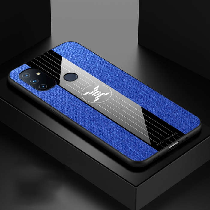 For OnePlus Nord N100 XINLI Stitching Cloth Texture Shockproof TPU Phone Case(Blue)