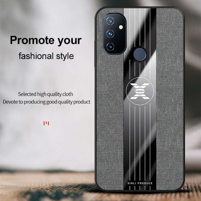 For OnePlus Nord N100 XINLI Stitching Cloth Texture Shockproof TPU Phone Case(Blue)