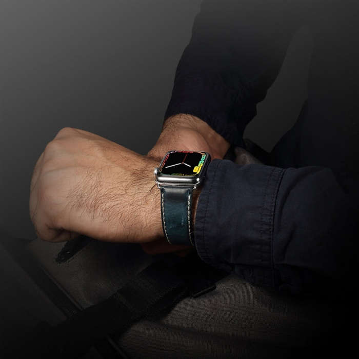 For Apple Watch Series 7 45mm / 6 & SE & 5 & 4 44mm / 3 & 2 & 1 42mm Oil Wax Retro Cowhide Strap ...