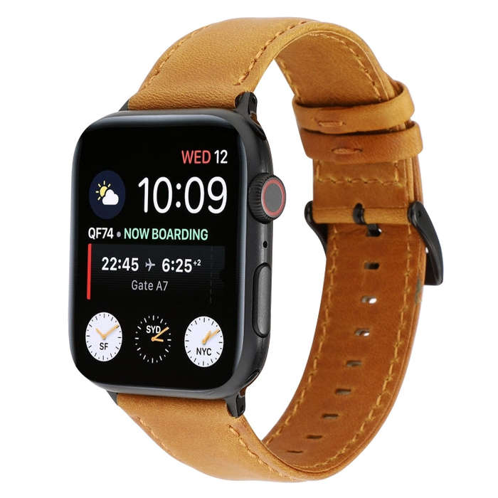 For Apple Watch Series 7 45mm / 6 & SE & 5 & 4 44mm / 3 & 2 & 1 42mm Oil Wax Crazy Horse Texture ...