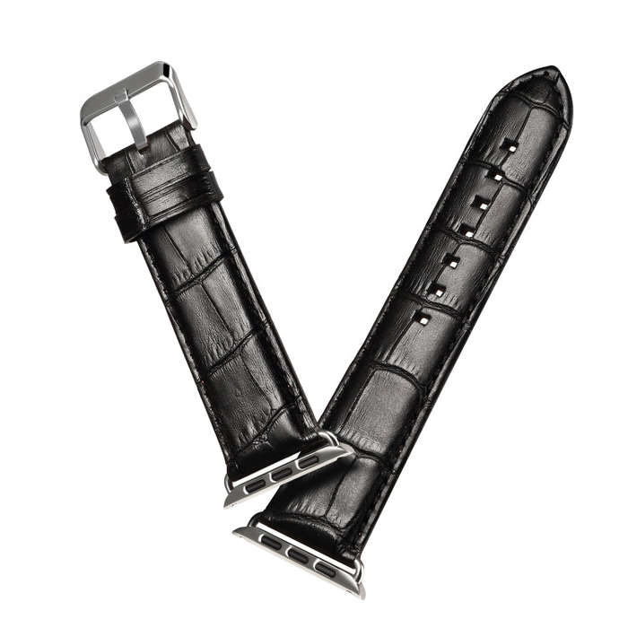 For Apple Watch Series 9&8&7 41mm / SE 3&SE 2&6&SE&5&4 40mm / 3&2&1 38mm Cowhide Crocodile Textur...