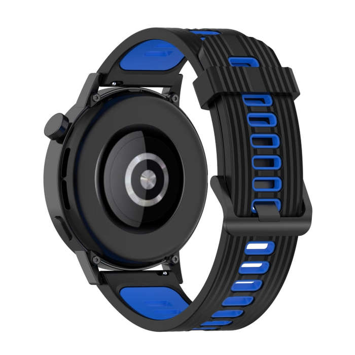 For Huawei Watch GT 3 46mm 22mm Two-color Stripe Silicone Watch Band(Black Blue)