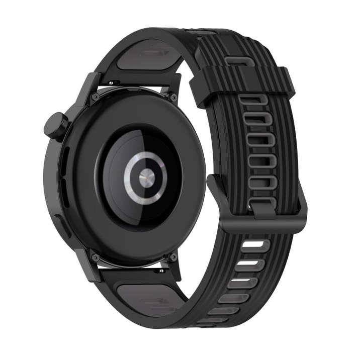 For Huawei Watch GT 3 46mm 22mm Two-color Stripe Silicone Watch Band(Black Dark Grey)
