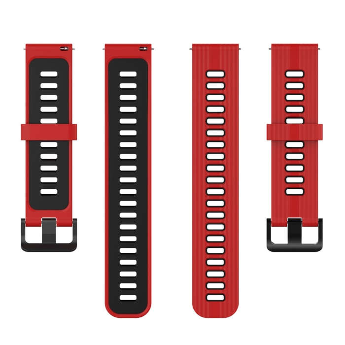 For Huawei Watch GT 3 46mm 22mm Two-color Stripe Silicone Watch Band(Red Black)