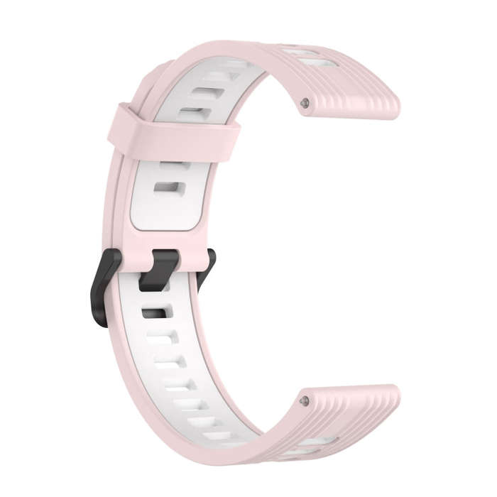 For Huawei Watch GT 3 46mm 22mm Two-color Stripe Silicone Watch Band(Sand Pink White)