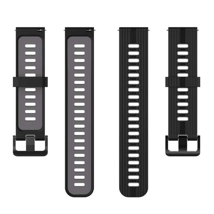 For Samsung Galaxy Watch4/Active2 20mm Two-color Stripe Silicone Watch Band(Black Dark Grey)