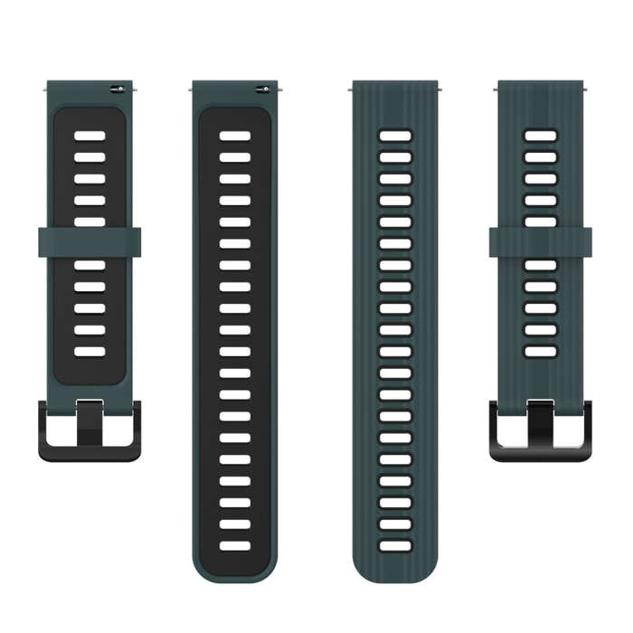 For Huawei Watch GT Runner 22mm Two-color Stripe Silicone Watch Band(Olive Green Black)
