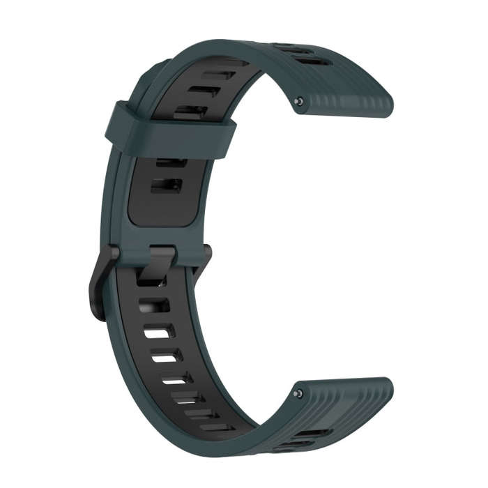 For Huawei Watch GT Runner 22mm Two-color Stripe Silicone Watch Band(Olive Green Black)