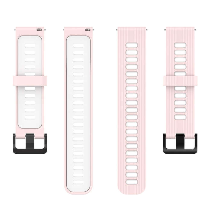 For Huawei Watch GT Runner 22mm Two-color Stripe Silicone Watch Band(Sand Pink White)