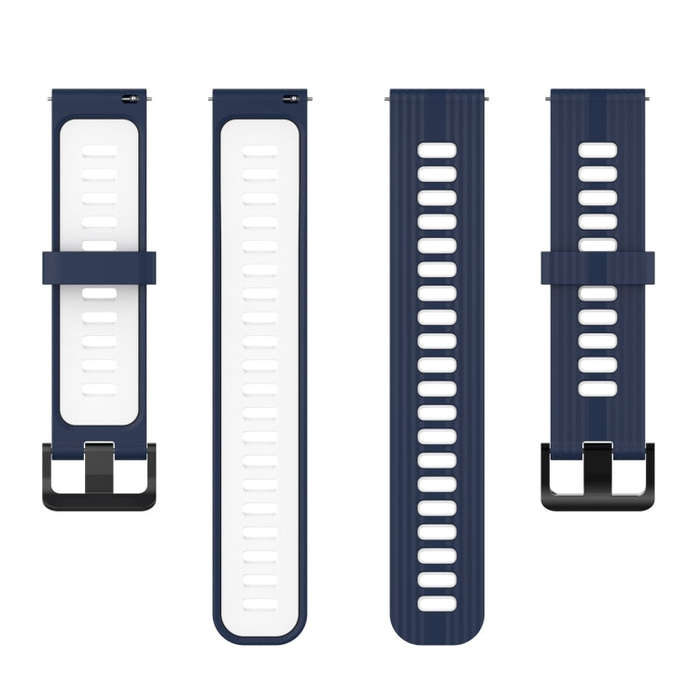 For Huawei Watch GT Runner 22mm Two-color Stripe Silicone Watch Band(Midnight Blue White)