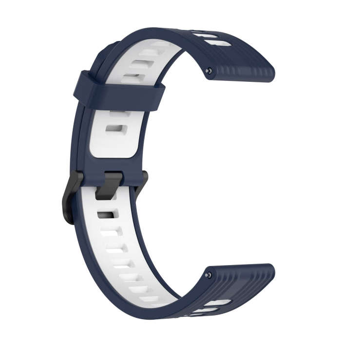 For Huawei Watch GT Runner 22mm Two-color Stripe Silicone Watch Band(Midnight Blue White)