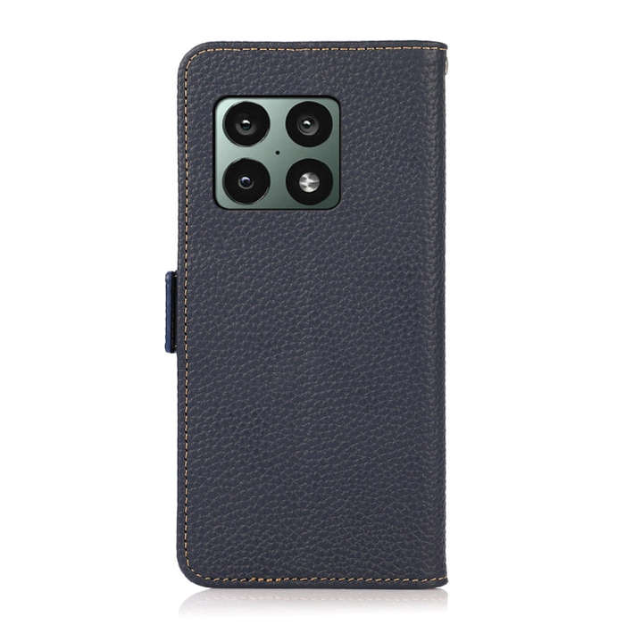 For OnePlus 10 Pro 5G KHAZNEH Side-Magnetic Litchi Genuine Leather RFID Phone Case(Blue)