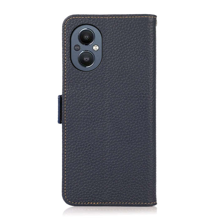 For OnePlus N20 5G KHAZNEH Side-Magnetic Litchi Genuine Leather RFID Phone Case(Blue)