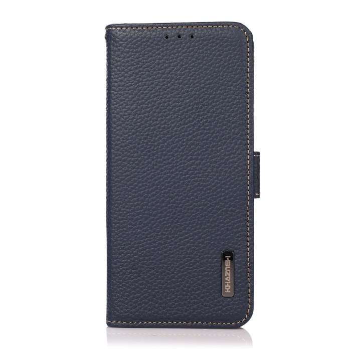 For Honor 60 Pro KHAZNEH Side-Magnetic Litchi Genuine Leather RFID Phone Case(Blue)