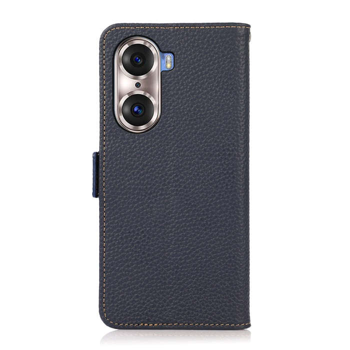 For Honor 60 Pro KHAZNEH Side-Magnetic Litchi Genuine Leather RFID Phone Case(Blue)