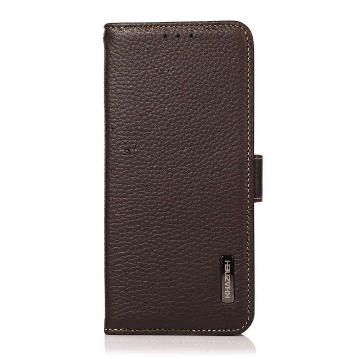 For Huawei nova 9 KHAZNEH Side-Magnetic Litchi Genuine Leather RFID Phone Case(Brown)