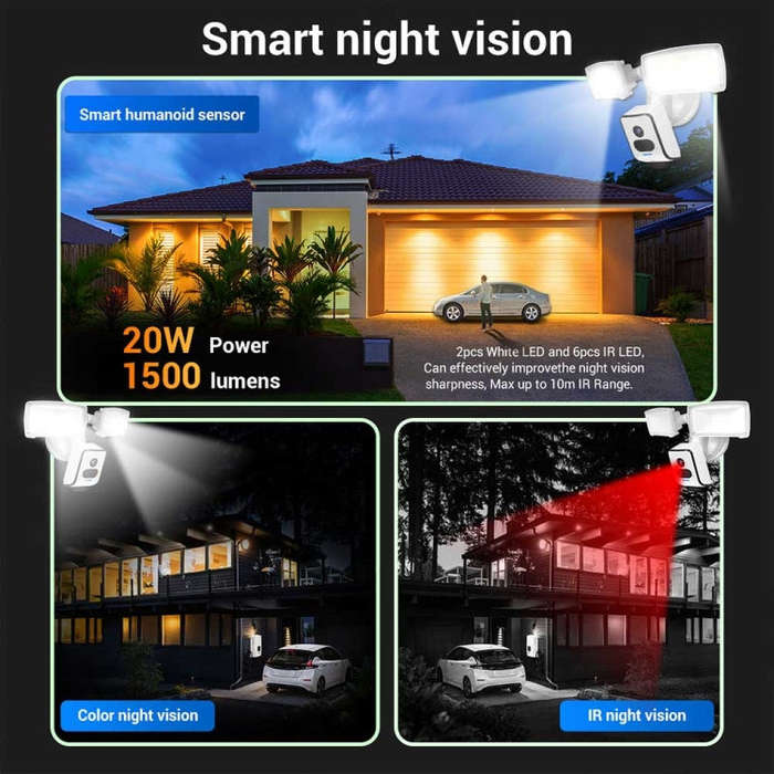ESCAM QF612 3MP WiFi IP Camera & Floodlight, Support Night Vision / PIR Detection(EU Plug)