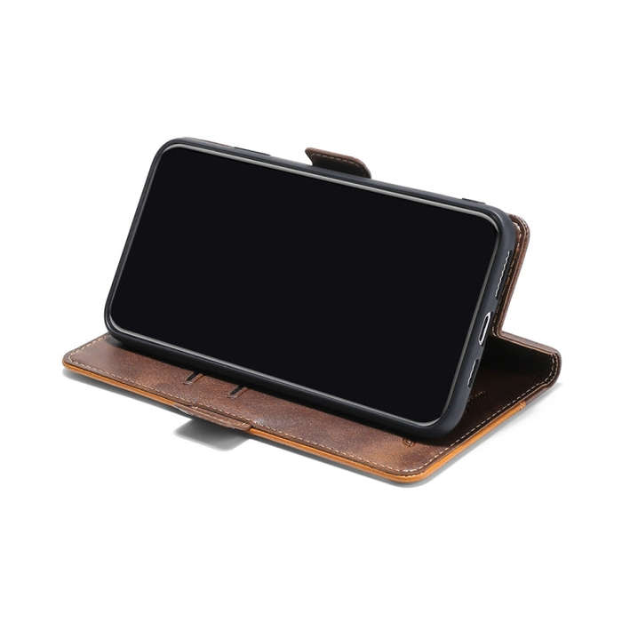 For Motorola Moto G Power 2022 Contrast Color Side Buckle Leather Phone Case(Light Brown + Green)