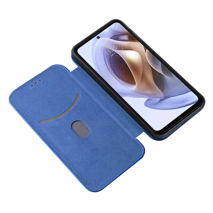 For Motorola Moto G200 5G / Edge S30 Carbon Fiber Texture Horizontal Flip Leather Phone Case(Blue)