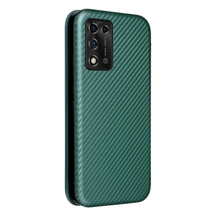 For ZTE Libero 5G II Carbon Fiber Texture Horizontal Flip Leather Phone Case(Green)