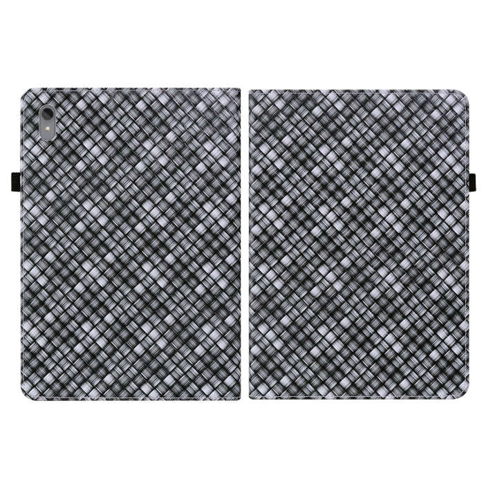 For Lenovo Tab P11 TB-J606F Color Weave Leather Tablet Case with Holder(Black)