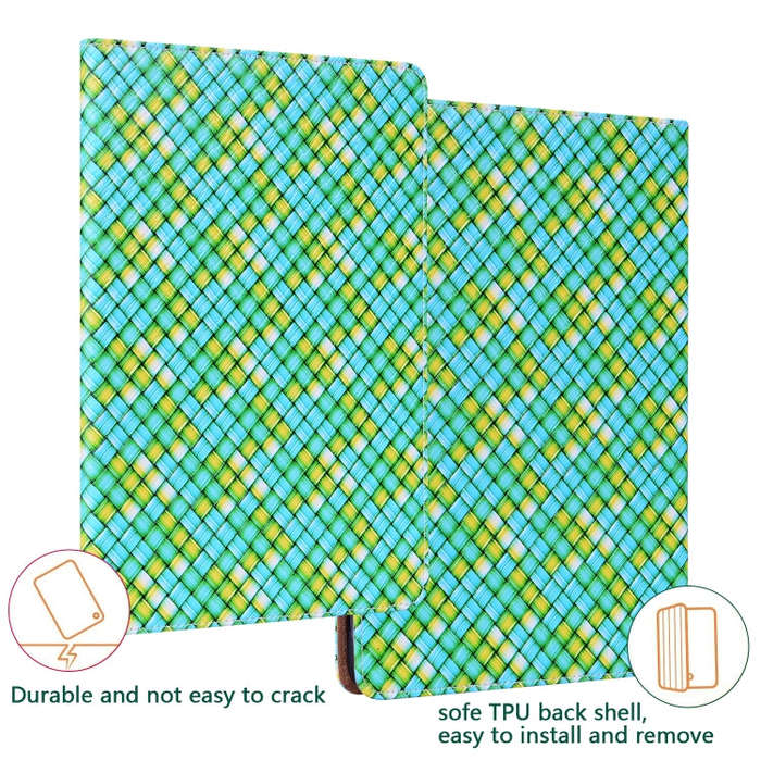 For Amazon Kindle Fire HD8 Color Weave Leather Tablet Case with Holder(Green)