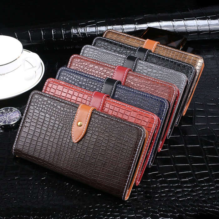 For Motorola Moto G31 idewei Crocodile Texture Horizontal Flip Phone Leather Phone Case(Black)