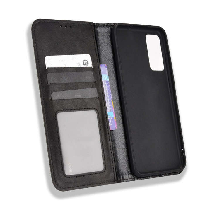 For TCL 205 Magnetic Buckle Retro Texture Leather Phone Case(Black)