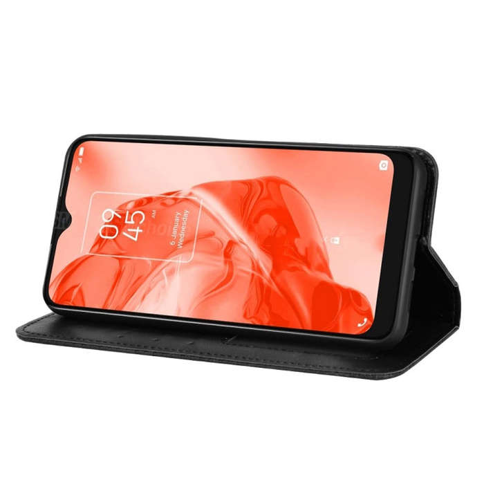 For TCL 205 Magnetic Buckle Retro Texture Leather Phone Case(Black)