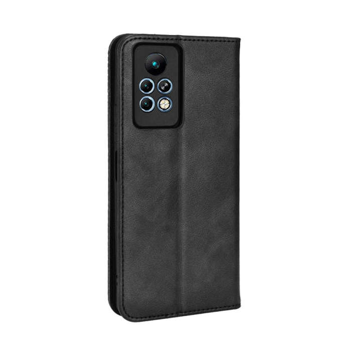 For Infinix Note 11 Pro Magnetic Buckle Retro Texture Leather Phone Case(Black)