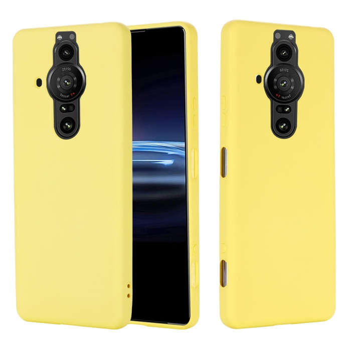 For Sony Xperia Pro-I Pure Color Liquid Silicone Phone Case(Yellow)