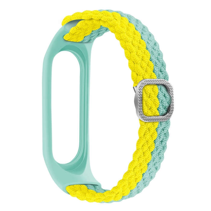 For Xiaomi Mi Band 6 / 5 Stripe Braided Watch Band(Cyan Yellow)