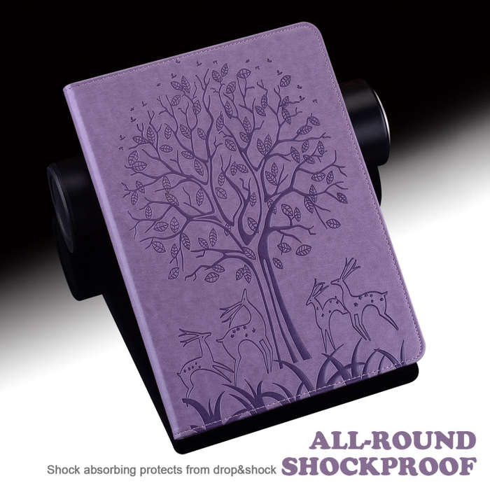 For Huawei MatePad T 10s 10.1 inch / T 10 9.7 inch Tree & Deer Pattern Pressed Printing Leather T...