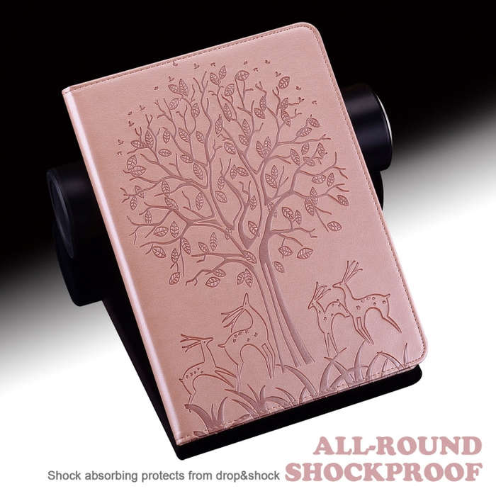 For Huawei MatePad T 10s 10.1 inch / T 10 9.7 inch Tree & Deer Pattern Pressed Printing Leather T...