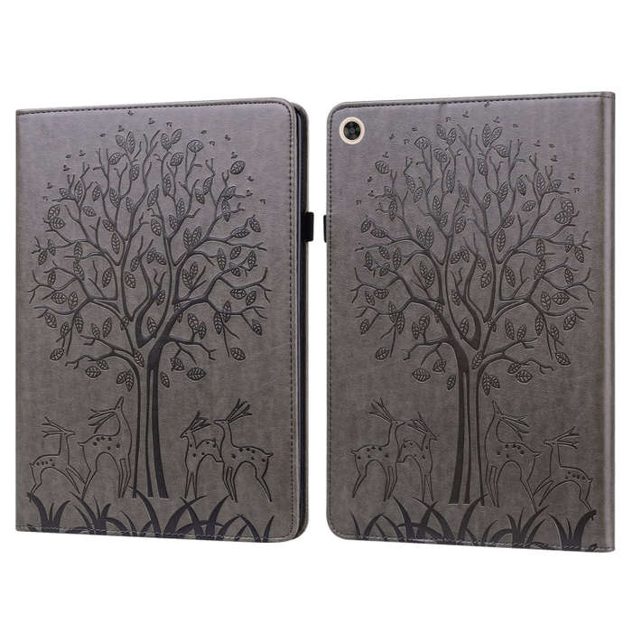 For Huawei MatePad T 10s 10.1 inch / T 10 9.7 inch Tree & Deer Pattern Pressed Printing Leather T...