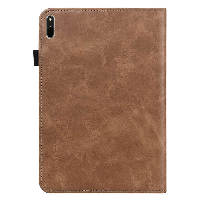 For Huawei MatePad 10.8 (2021) Solid Color Embossed Striped Leather Case(Brown)