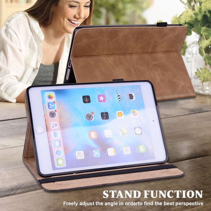 For Huawei MatePad 11 (2021) Solid Color Embossed Striped Leather Case(Brown)